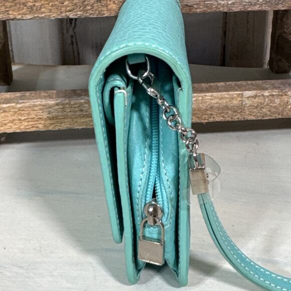 Tiffany & Co Pochette Wristlet Wallet Crossbody With Chain Tiffany Blue - Picture 10 of 16
